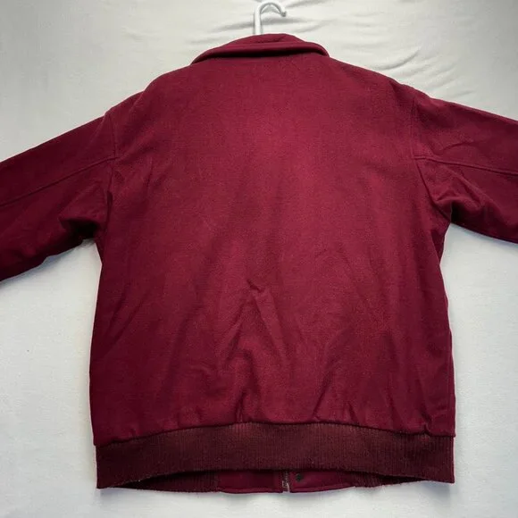 Vintage 80s LL Bean Plaid Lined Wool Bomber Jacket Coat Mens Size Large Red READ - Picture 14 of 16